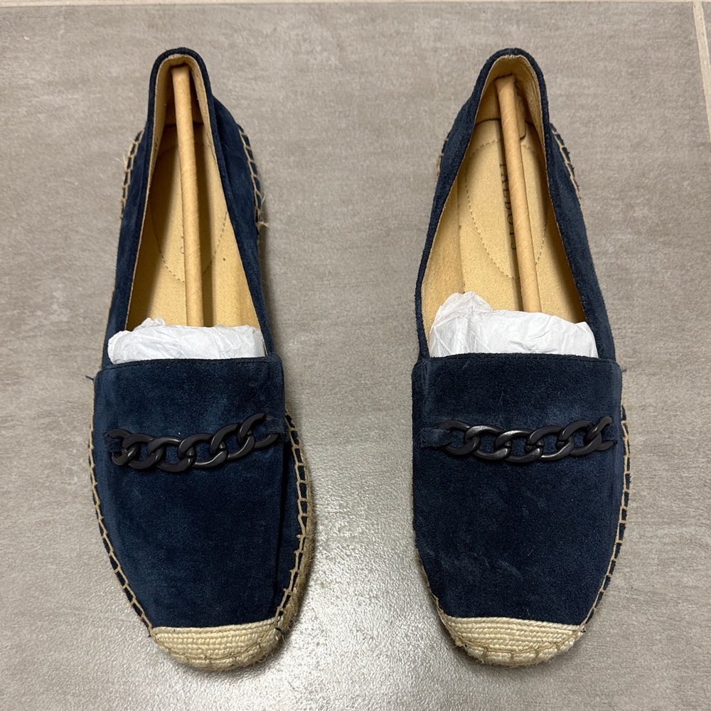 Talbots Hadley Chain Suede Platform Espadrilles size 8